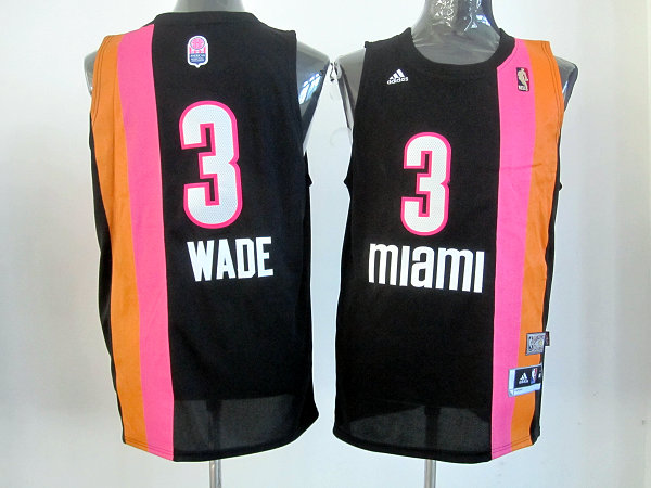  NBA Miami Heat 3 Dwyane Wade Swingman Black Rainbow Jersey